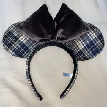 디즈니 머리띠 체크 무늬