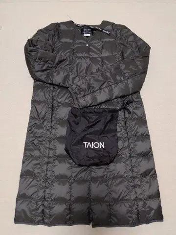 미사용 TAION 타이온 V넥 버튼 롱 다운 자켓 L 그레이