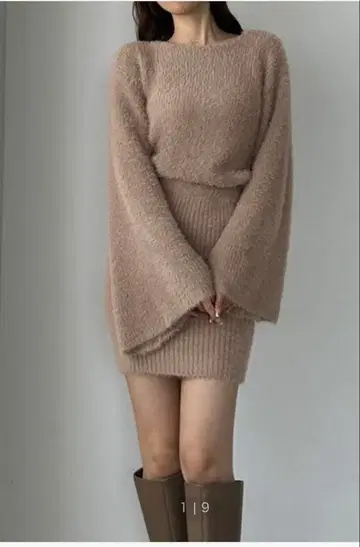 Louere 인스타그램 인기 성숙한 베이지 미니 원피스 복슬복슬