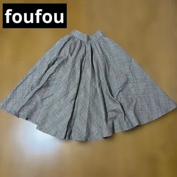 foufou 체크 무늬 플레어 스커트 롱 면 100% 가을 겨울