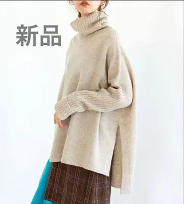 새상품 IENA 울 캐시미어 겨드랑이 슬릿 풀오버 베이지