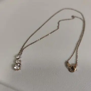 ete 실버 목걸이 핑크 골드 지르코니아 트리로지 PG