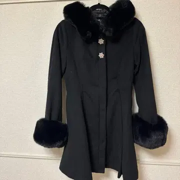 ROJITA 백리본 후디 코트 블랙