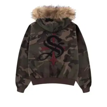 서플라이어 퍼 후드티 카모플라쥬