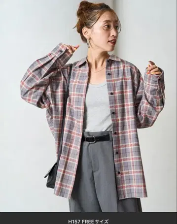 택 포함 새상품 FREAK'S STORE 플란넬 체크 빅 셔츠