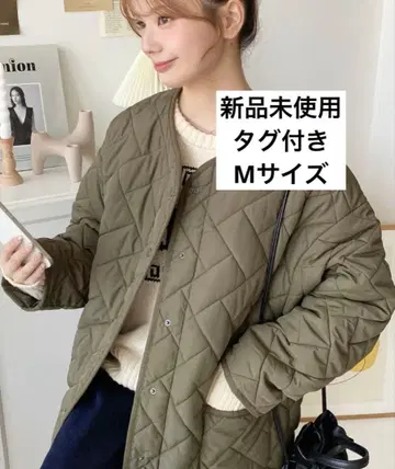 정가 4990엔 택 포함 새상품 모먼트+ 발수 가공 퀼팅 노카라 코트