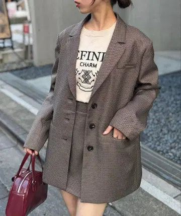 싱글 로고 자켓/브라운