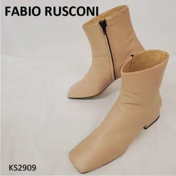 파비오 루스코니 숏부츠 스퀘어토 사이드 지퍼 가죽 천연 가죽