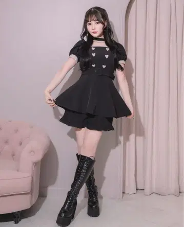 pium 초커 프릴 하트 버튼 셋업