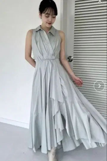 스나이델 슬리브리스 언밸런스 헴 셔츠 원피스