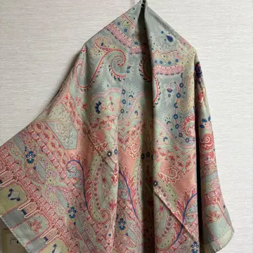 에트로 ETRO 페이즐리 대형 스톨 정사각형 실크 울 더스티 컬러