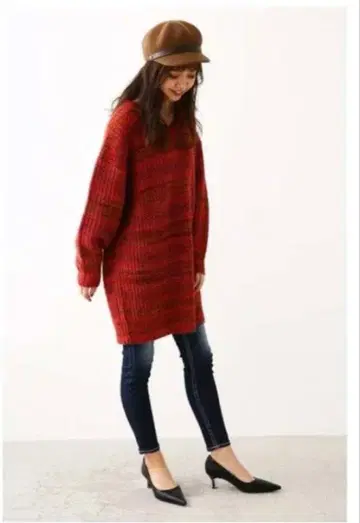 새상품 로데오 크라운 오버 사이즈 빨간색 니트 긴팔