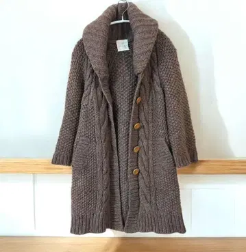 셰틀랜드 울 100% 스튜디오 클립 니트 롱 가디건