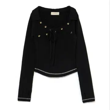 andmary 아니타 버튼 니트 탑 블랙