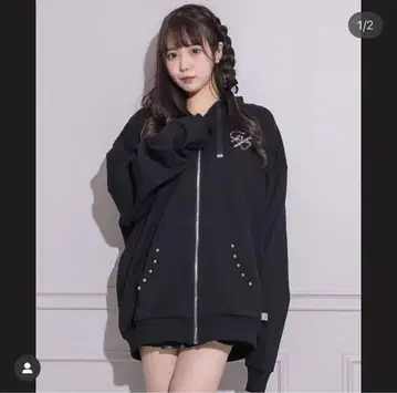 pium bunny shield 오버 사이즈 지퍼 후드티