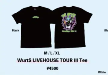 WurtS LIVEHOUSE TOUR III 티셔츠 블랙 M