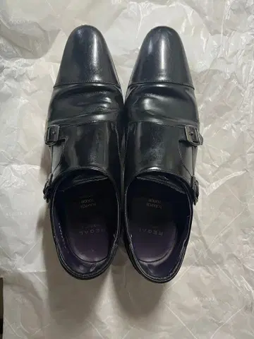 REGAL 더블 몽크 스트랩 블랙 비즈니스 슈즈 25.5