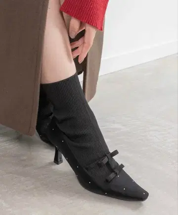 RANDA 미니 리본 니트 도킹 부츠 L