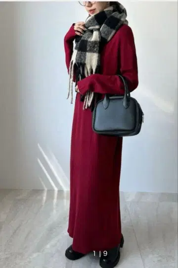 Futier land 과감한 맥시 길이 보르도 편안하고 예쁜 니트 원피스