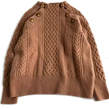 컨디션 최상 프레임워크 해밀턴 아란 케이블 니트 골드 버튼 베이지