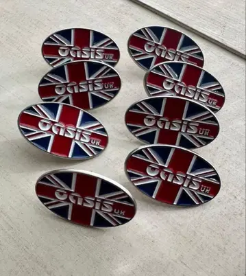 oasis 오아시스 유니언 잭 금속제 핀 배지 8개 세트 당일 발송