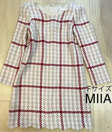 MIIA 체크 무늬 긴팔 원피스 F 사이즈