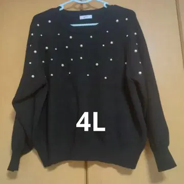 미사용품 블랙 펄 장식 니트 스웨터 4L
