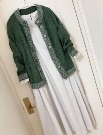 알파카 100% 트리밍 가디건