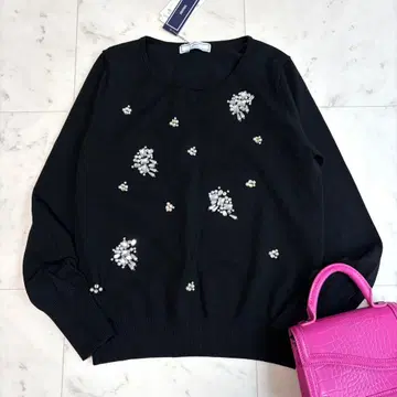 택 포함 새상품 페넬 FENNEL 비쥬 니트 펄 블랙 38 야마다야