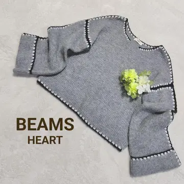 빔즈 핸드스티치 풀오버 니트 벨 슬리브 크롭 기장