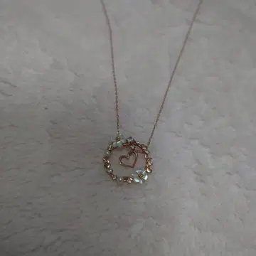 K10 핑크 골드 쉘 플라워 하트 목걸이 사만다 티아라