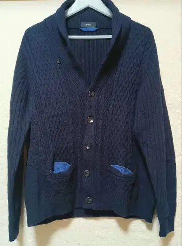 쉽스 숄 가디건 네이비