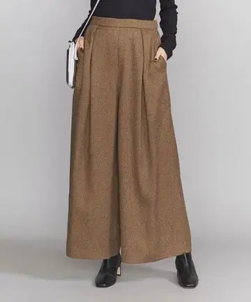 [ 정가 14,300엔 ] BY 트위드 라이크 턱 와이드 팬츠 새상품급