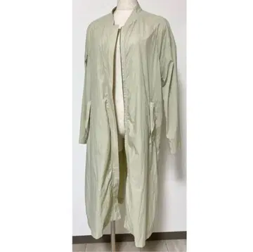 스터닝 롱 기장 블루종 윈드 브레이커 얇은 소재 코트 톤 다운 그린