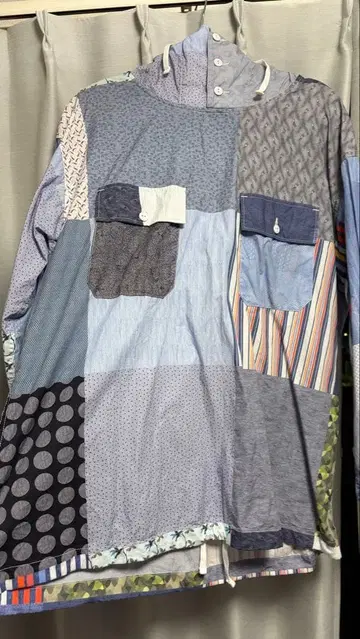 20SS 엔지니어드 가먼츠 패치워크 후디드 풀오버 셔츠