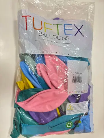 터프텍스 17인치 파스텔 모듬 고무풍선 50개 세트 미개봉 새상품