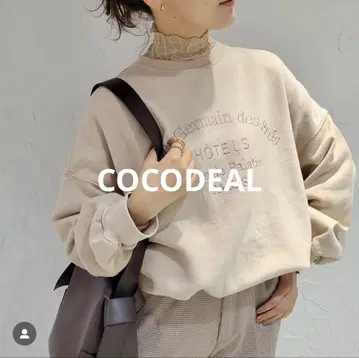 COCODEAL 자수 쭈리 로고 맨투맨 베이지(핑크 베이지)