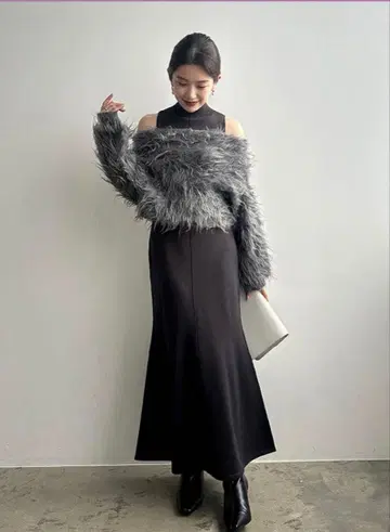 아뉴앙스/오프숄더 레이어드 니트 원피스