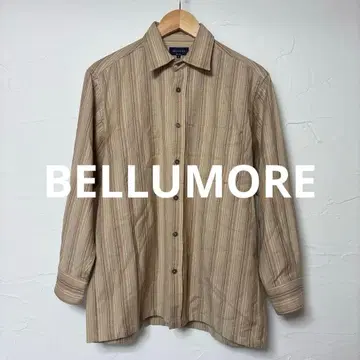 새상품급 BELLUMORE 캐시미어 울 스트라이프 셔츠/베이지