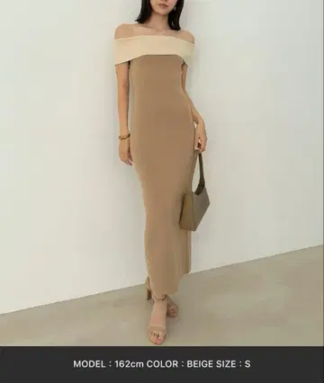 anuance 문 넥 니트 원피스 beg