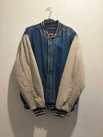데님 바시티 자켓 단추식 베이지