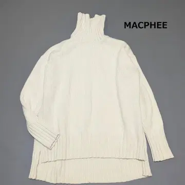 맥피 라무 캐시미어 터틀넥 풀오버 화이트