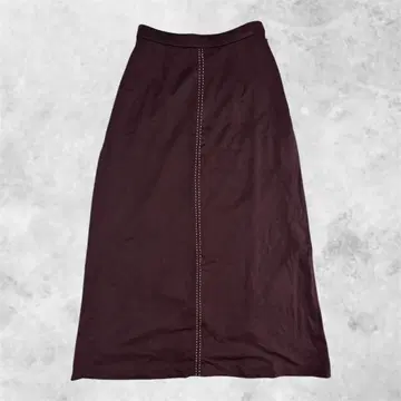 와인 레드 종아리 기장 스커트 M 센터 스티치 고급 실루엣