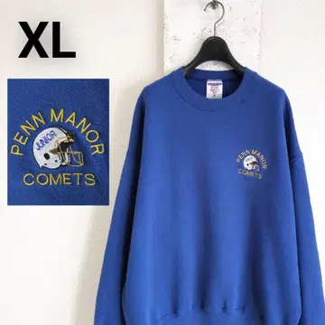 90s USA제 구제 의류 JERZEES 맨투맨 블루 팀 로고 자수 XL