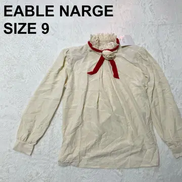 [미사용 새상품] 하이넥 블라우스 프릴 벨로아 리본 로즈 버튼 (230)