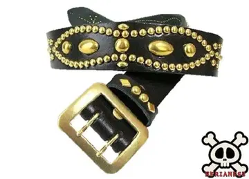 놋쇠 버클 도치기 가죽 피넛 스터드 벨트 블랙 40mm 폭 통가죽