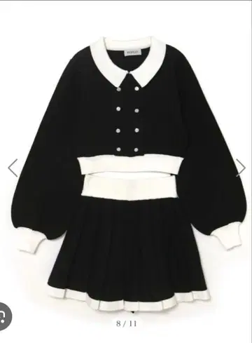 bubbles 더블 버튼 플리츠 셋업