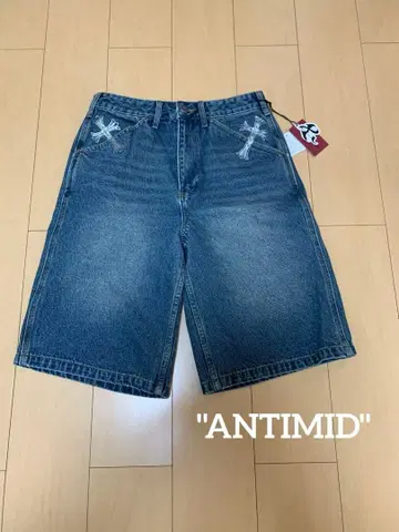 [ 새상품 ] ANTIMID CROSS DENIM SHORTS
