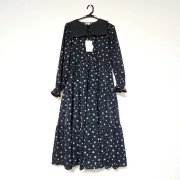 시마무라 아오키 미사코 콜라보 시마미사 긴팔 원피스 미니 꽃무늬