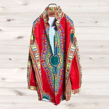 레어템 새상품급 선명한 다시키 패턴 아프리칸 프린트 긴팔 셔츠